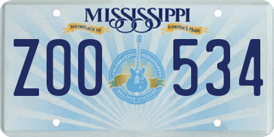 MS license plate ZOO534