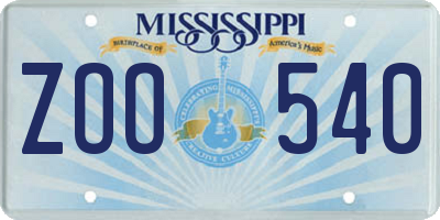 MS license plate ZOO540