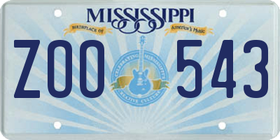 MS license plate ZOO543