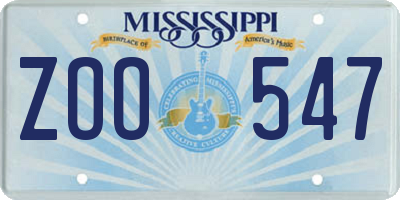 MS license plate ZOO547