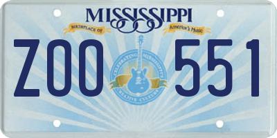 MS license plate ZOO551