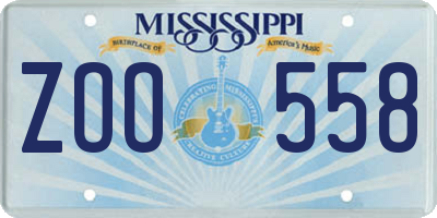 MS license plate ZOO558