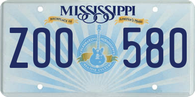 MS license plate ZOO580