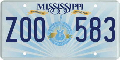 MS license plate ZOO583
