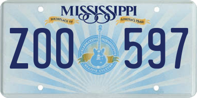 MS license plate ZOO597