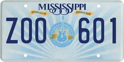 MS license plate ZOO601