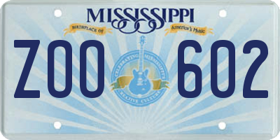 MS license plate ZOO602
