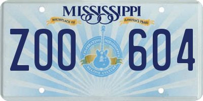 MS license plate ZOO604