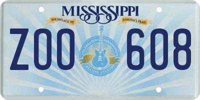 MS license plate ZOO608