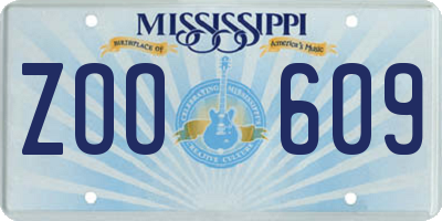 MS license plate ZOO609