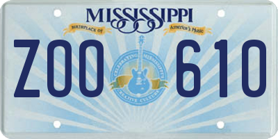 MS license plate ZOO610