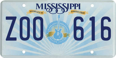 MS license plate ZOO616