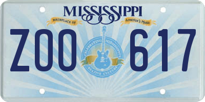 MS license plate ZOO617