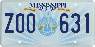 MS license plate ZOO631