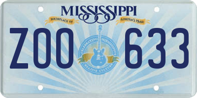 MS license plate ZOO633