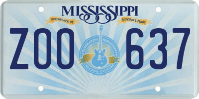 MS license plate ZOO637