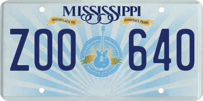 MS license plate ZOO640