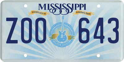 MS license plate ZOO643