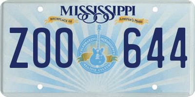 MS license plate ZOO644