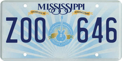 MS license plate ZOO646