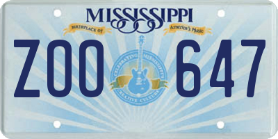 MS license plate ZOO647