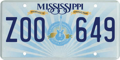 MS license plate ZOO649
