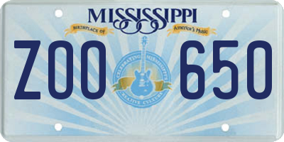 MS license plate ZOO650