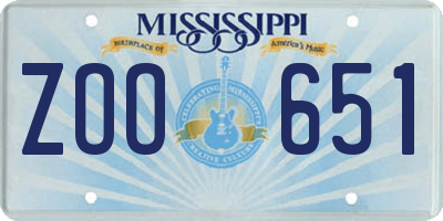 MS license plate ZOO651