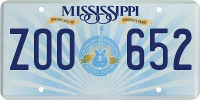 MS license plate ZOO652