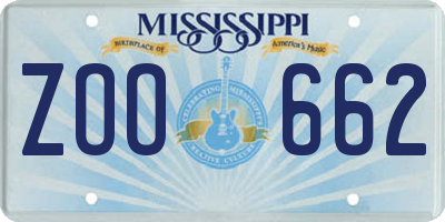 MS license plate ZOO662