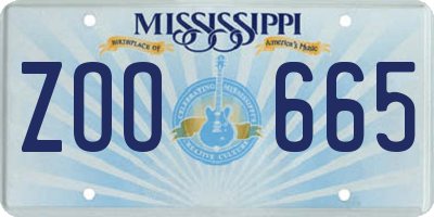 MS license plate ZOO665