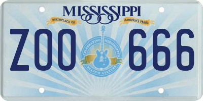 MS license plate ZOO666