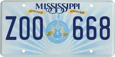 MS license plate ZOO668