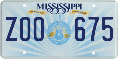 MS license plate ZOO675
