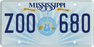 MS license plate ZOO680