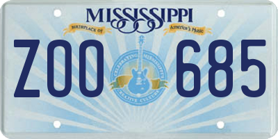 MS license plate ZOO685