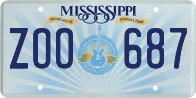 MS license plate ZOO687