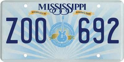 MS license plate ZOO692