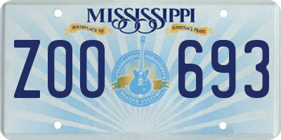 MS license plate ZOO693