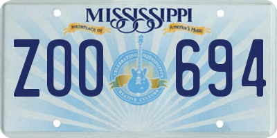 MS license plate ZOO694