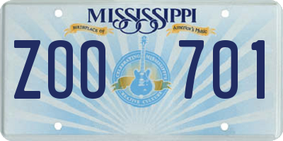 MS license plate ZOO701