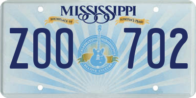 MS license plate ZOO702