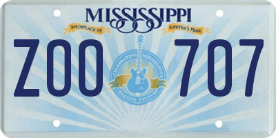 MS license plate ZOO707