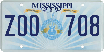 MS license plate ZOO708