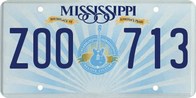 MS license plate ZOO713