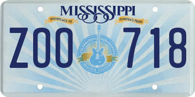 MS license plate ZOO718