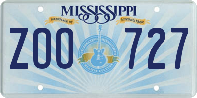 MS license plate ZOO727