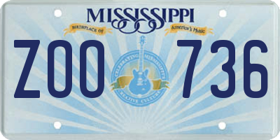 MS license plate ZOO736