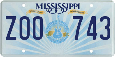 MS license plate ZOO743