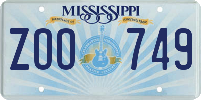 MS license plate ZOO749